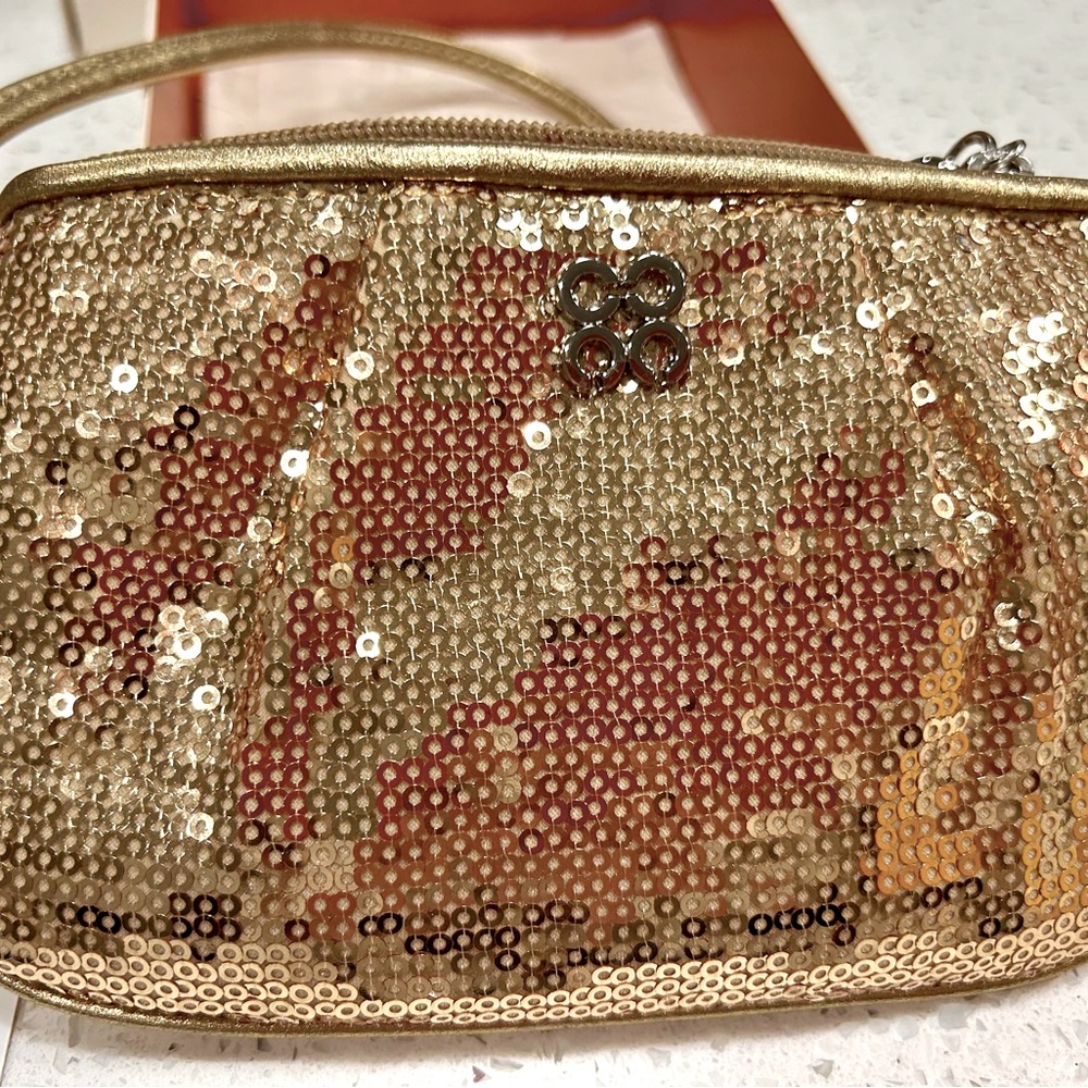 Coach gold sequin wristlet